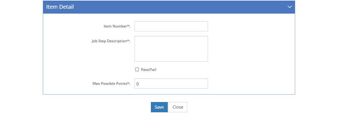 Performance Job Sheet - Rubric - Item Detail Screen Performance Job Sheet - Rubric - Item Detail Screen