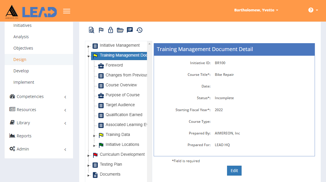 Design > Training Management Document Design > Training Management Document