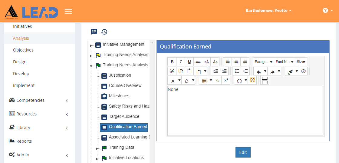 TNA/TMD > Qualification Earned TNA/TMD > Qualification Earned