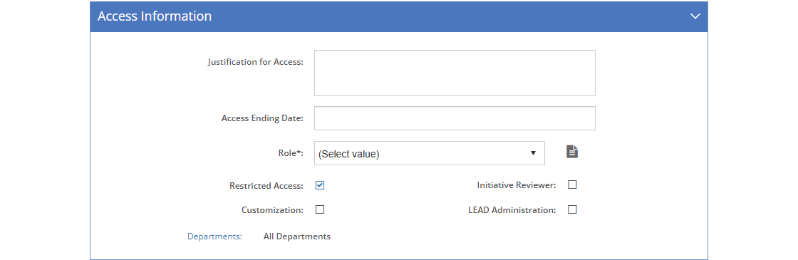 User Detail Screen - Access Information Tab User Detail Screen - Access Information Tab