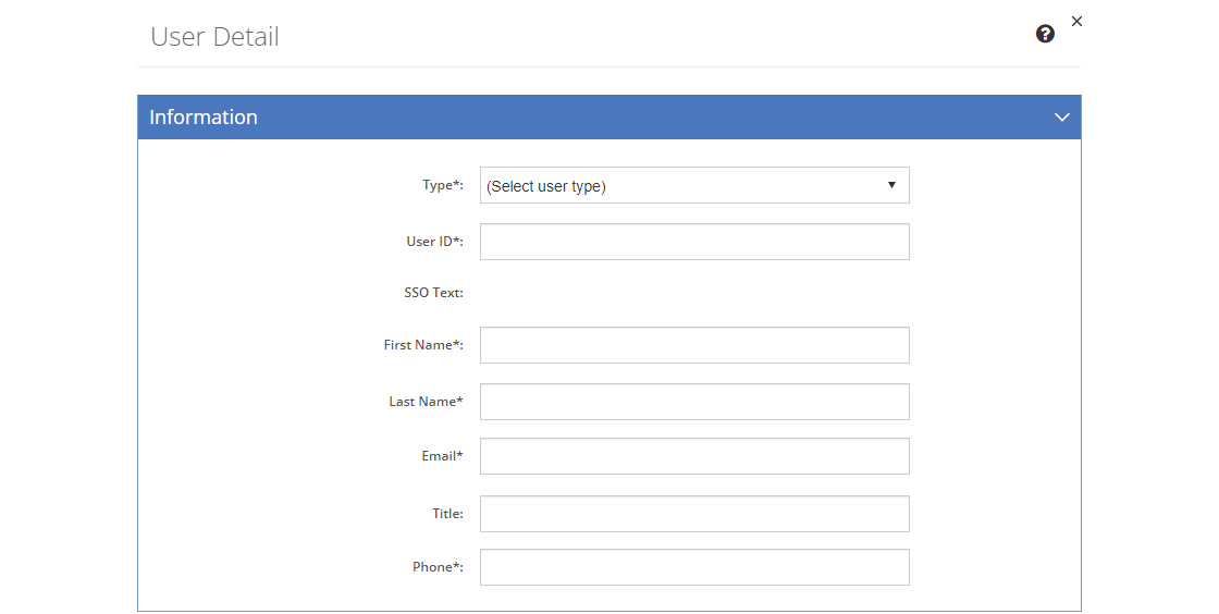 User Detail Screen - Information Tab User Detail Screen - Information Tab