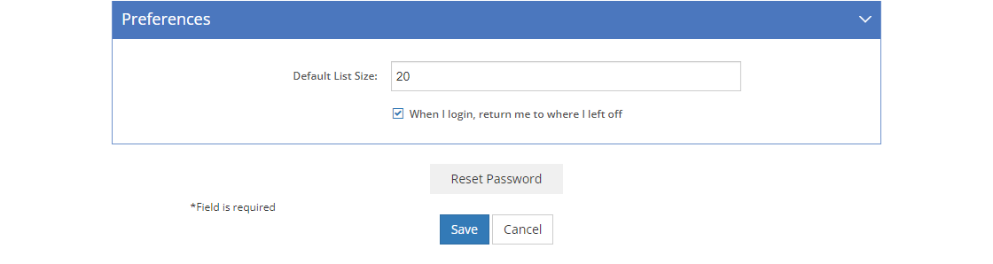 User Detail Screen - Preferences Tab User Detail Screen - Preferences Tab